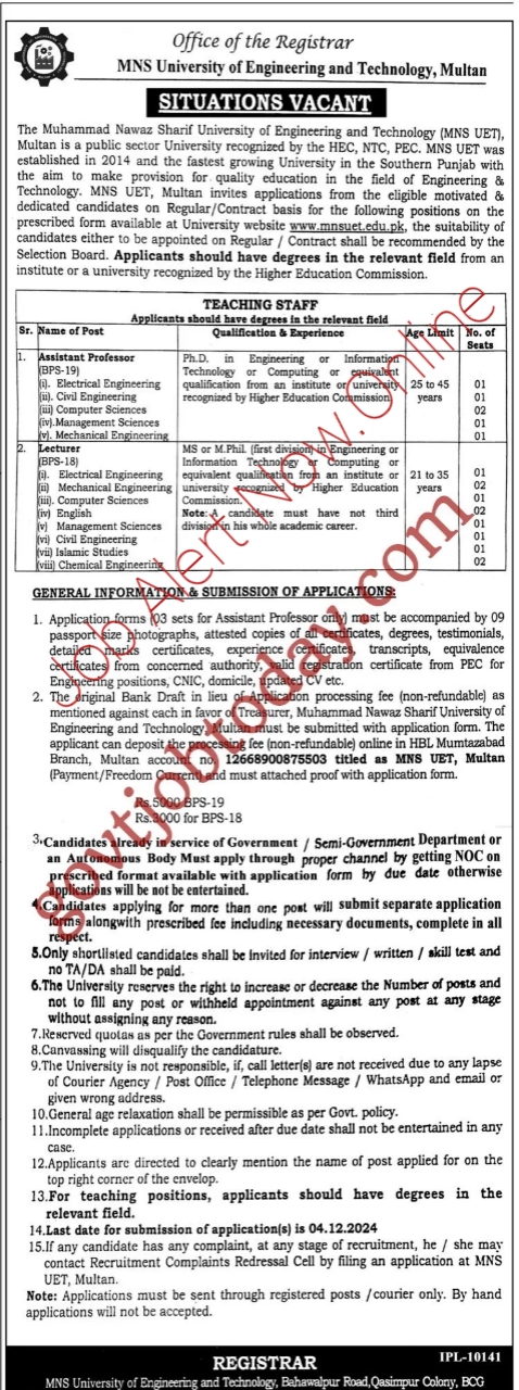  MNS university of Directorate of Industries and technology