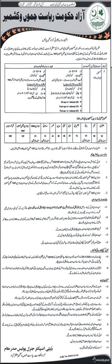 Jobs for Constables in AJK Police in 2024