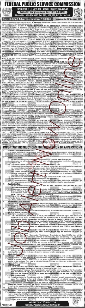 Current Management Positions at the Federal Public Service Commission (FPSC) in Islamabad, 2024